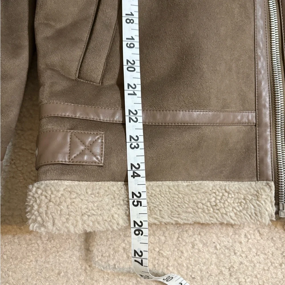 Zara Tan Shearling Collar Jacket - Picture 5 of 11
